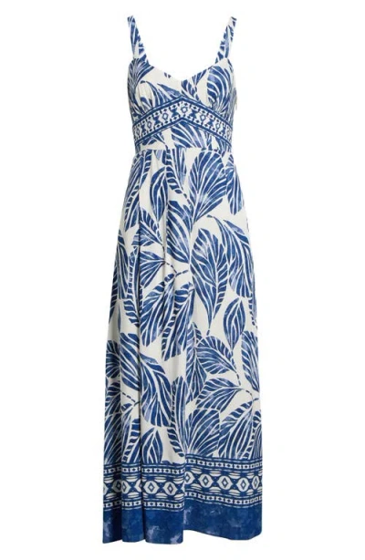 Cece Leaf Print Sundress In White