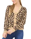 Cece Leopard Jacquard Wool-blend Cardigan In Brown