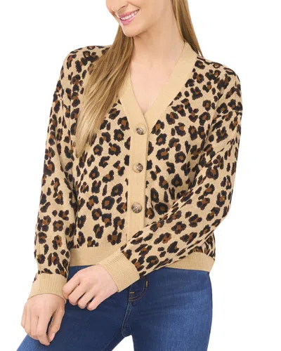 Cece Leopard Jacquard Wool-blend Cardigan In Brown