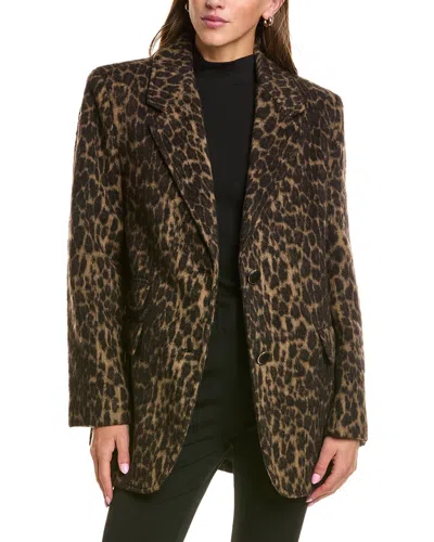 Cece Leopard Wool-blend Blazer In Brown