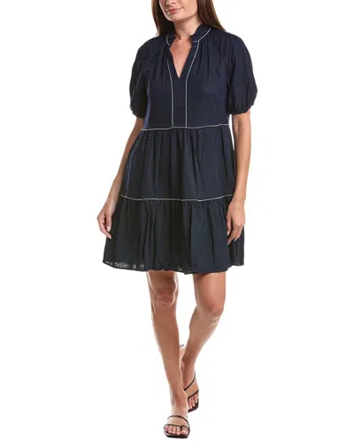 Cece Linen-blend Babydoll Dress In Black