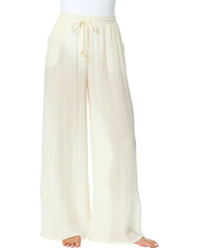Cece Linen-blend Side Slit Pant In Neutral