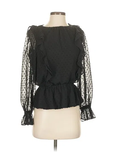 Pre-owned Cece Long Sleeve Blouse In Black