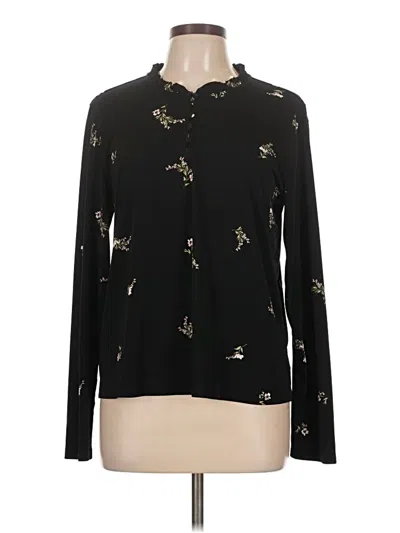 Pre-owned Cece Long Sleeve Blouse In Black