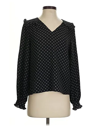 Pre-owned Cece Long Sleeve Blouse In Black