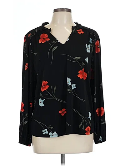 Pre-owned Cece Long Sleeve Blouse In Black