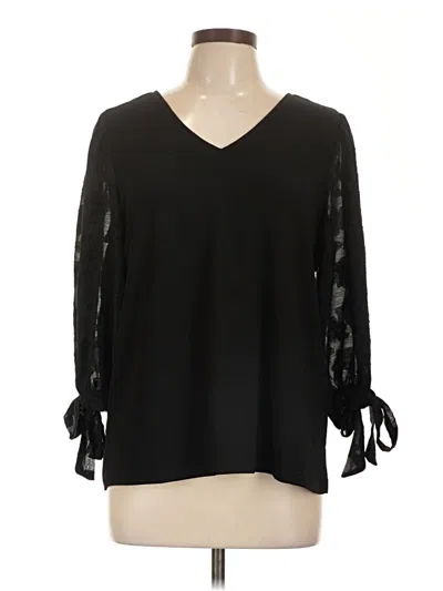 Pre-owned Cece Long Sleeve Blouse In Black