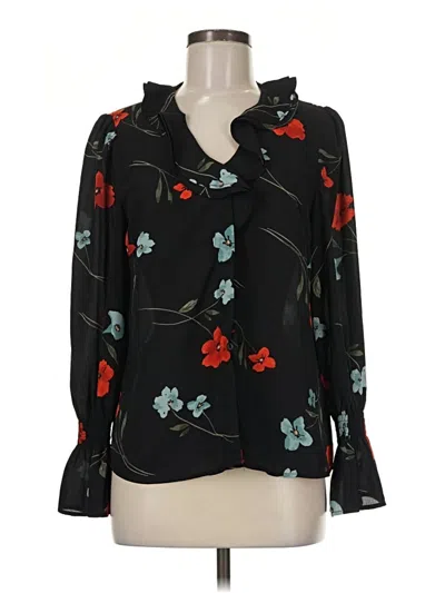 Pre-owned Cece Long Sleeve Blouse In Black