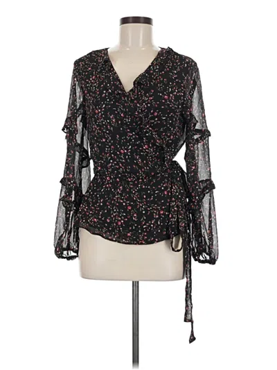 Pre-owned Cece Long Sleeve Blouse In Black