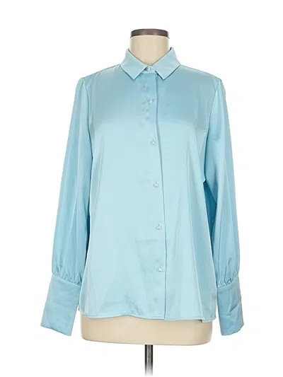 Pre-owned Cece Long Sleeve Blouse In Blue