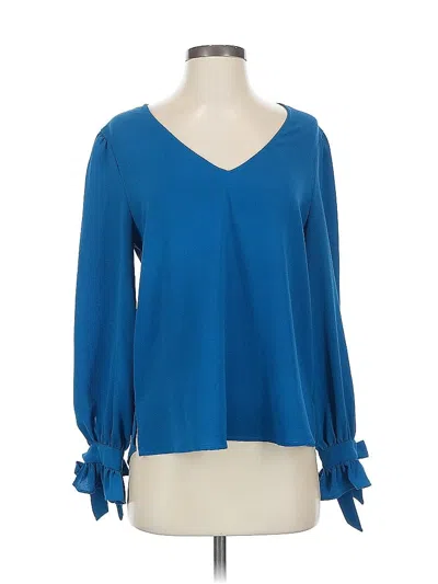 Pre-owned Cece Long Sleeve Blouse In Blue