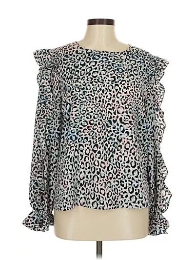 Pre-owned Cece Long Sleeve Blouse In Blue