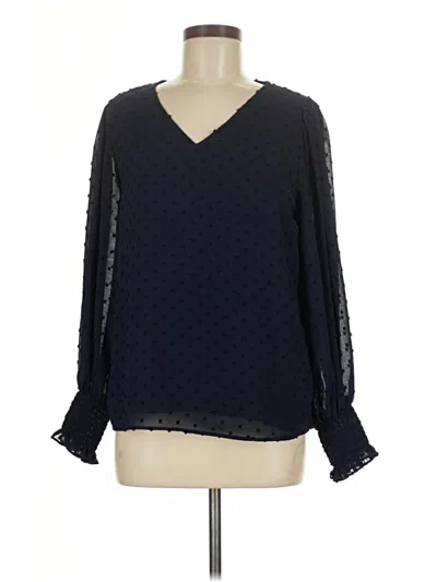 Pre-owned Cece Long Sleeve Blouse In Blue