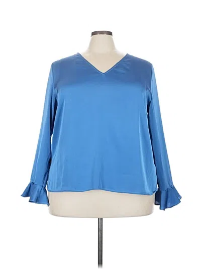 Pre-owned Cece Long Sleeve Blouse In Blue