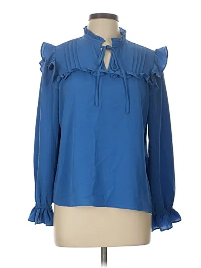 Pre-owned Cece Long Sleeve Blouse In Blue
