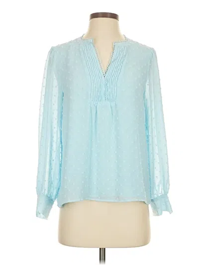 Pre-owned Cece Long Sleeve Blouse In Blue