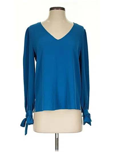 Pre-owned Cece Long Sleeve Blouse In Blue