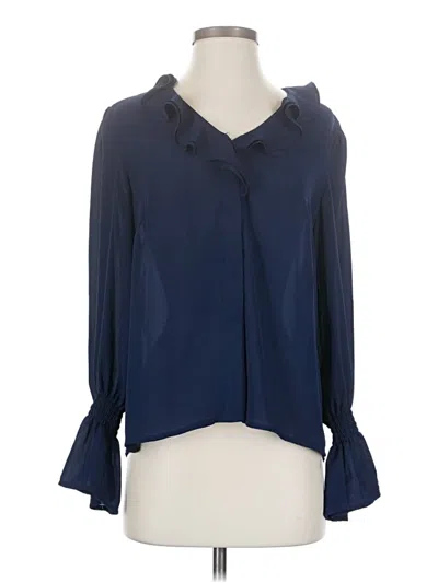 Pre-owned Cece Long Sleeve Blouse In Blue