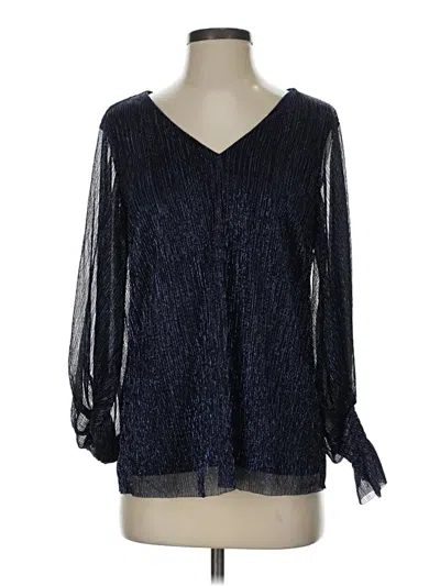 Pre-owned Cece Long Sleeve Blouse In Blue