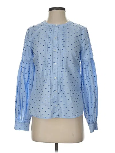 Pre-owned Cece Long Sleeve Blouse In Blue
