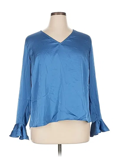 Pre-owned Cece Long Sleeve Blouse In Blue