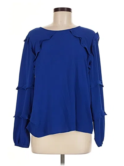 Pre-owned Cece Long Sleeve Blouse In Blue