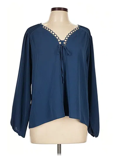 Pre-owned Cece Long Sleeve Blouse In Blue