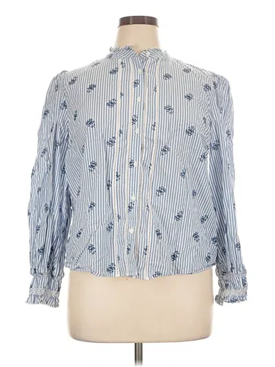 Pre-owned Cece Long Sleeve Blouse In Blue