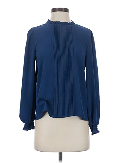 Pre-owned Cece Long Sleeve Blouse In Blue