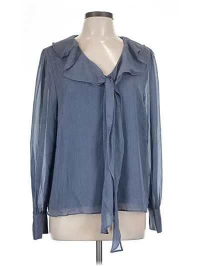 Pre-owned Cece Long Sleeve Blouse In Blue