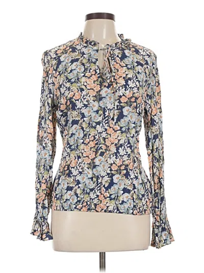Pre-owned Cece Long Sleeve Blouse In Blue