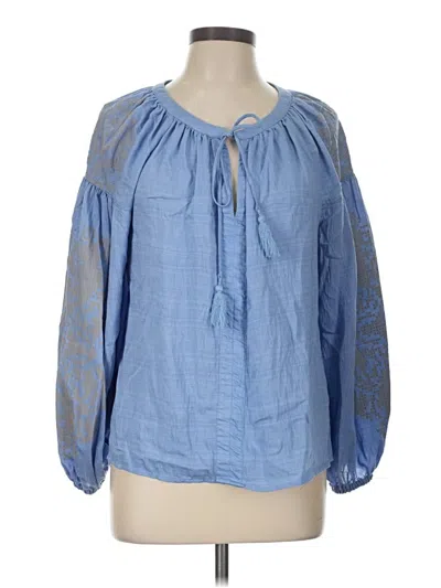 Pre-owned Cece Long Sleeve Blouse In Blue