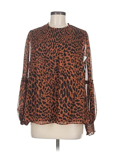 Cece Long Sleeve Blouse In Brown