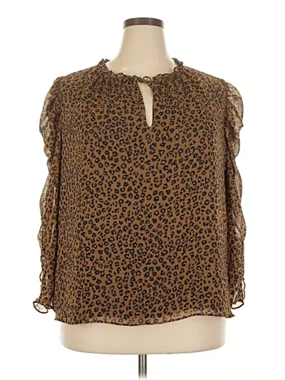 Pre-owned Cece Long Sleeve Blouse In Brown