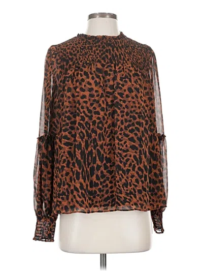 Pre-owned Cece Long Sleeve Blouse In Brown