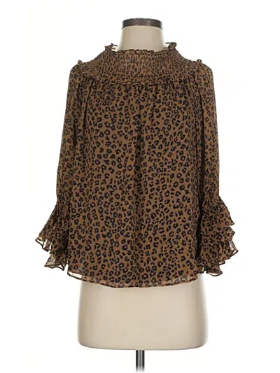 Pre-owned Cece Long Sleeve Blouse In Brown