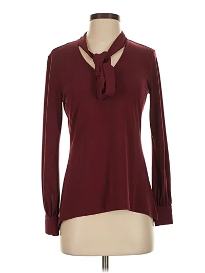 Pre-owned Cece Long Sleeve Blouse In Burgundy