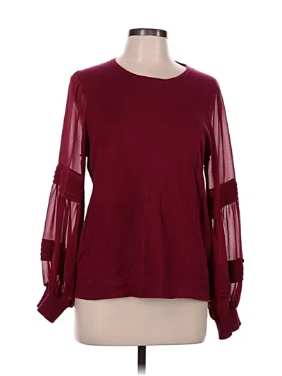 Pre-owned Cece Long Sleeve Blouse In Burgundy
