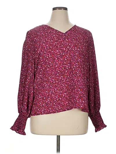 Pre-owned Cece Long Sleeve Blouse In Burgundy