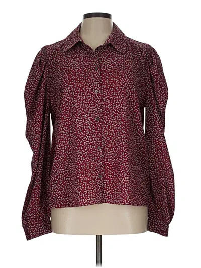 Pre-owned Cece Long Sleeve Blouse In Burgundy