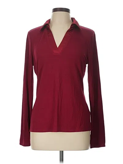 Pre-owned Cece Long Sleeve Blouse In Burgundy