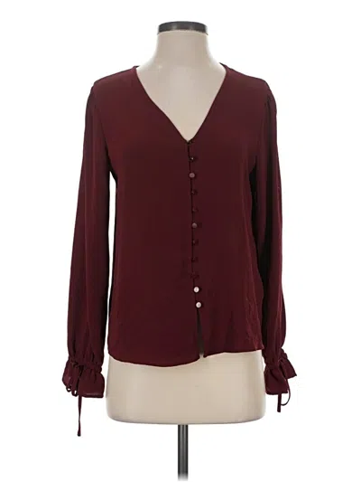 Pre-owned Cece Long Sleeve Blouse In Burgundy