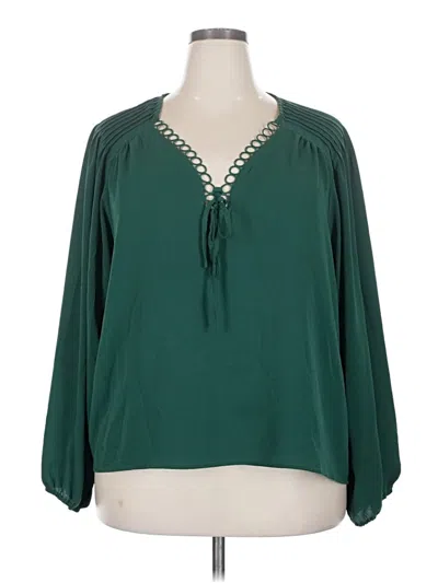 Pre-owned Cece Long Sleeve Blouse In Green
