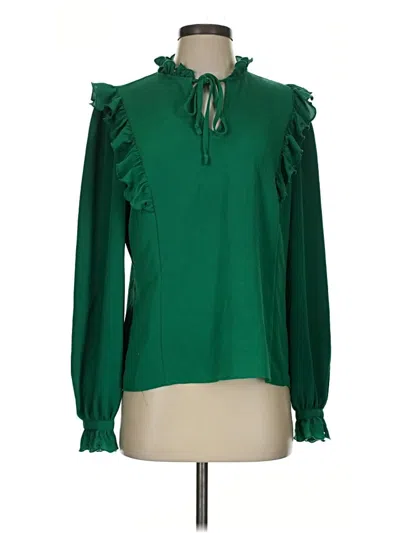 Pre-owned Cece Long Sleeve Blouse In Green