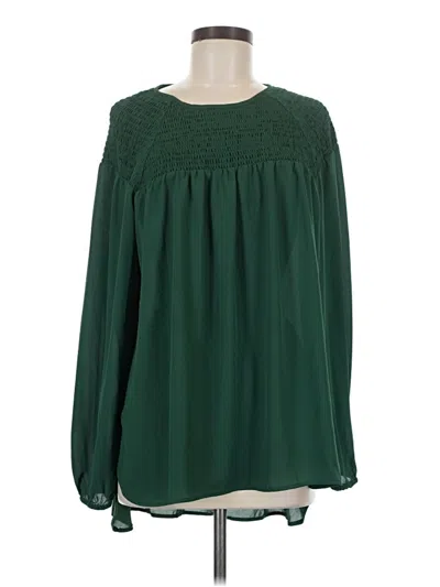 Pre-owned Cece Long Sleeve Blouse In Green