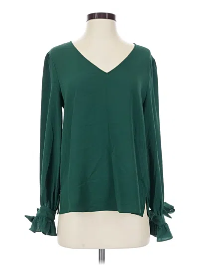 Pre-owned Cece Long Sleeve Blouse In Green