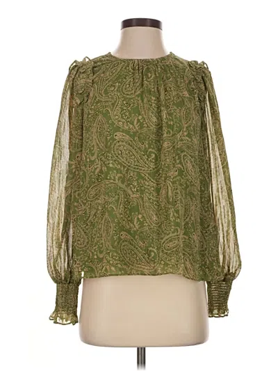 Pre-owned Cece Long Sleeve Blouse In Green