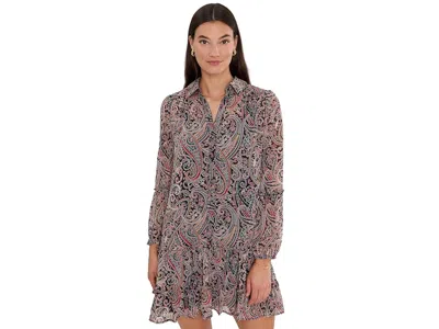 Cece Long Sleeve Blouse Mini Dress With Ruffles Women's Dress Rich Black: Md, Polyester In Multi