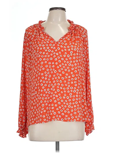 Pre-owned Cece Long Sleeve Blouse In Orange