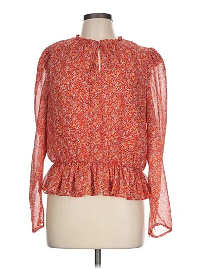 Pre-owned Cece Long Sleeve Blouse In Orange
